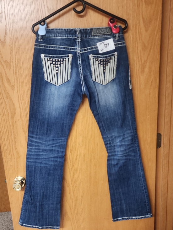 Rock & Roll Denim Denim - Rock & Roll Women's Jeans with Star-Striped Back Pockets 28x32 number 378